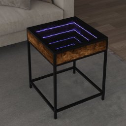 Masuta de cafea cu LED infinity, stejar fumuriu, 40x40x51 cm GartenMobel Dekor