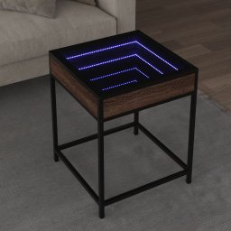 Masuta de cafea cu LED infinity, stejar maro, 40x40x51 cm GartenMobel Dekor
