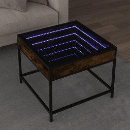 Masuta de cafea cu LED infinity, stejar fumuriu, 50x50x41 cm GartenMobel Dekor