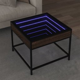 Masuta de cafea cu LED infinity, stejar maro, 50x50x41 cm GartenMobel Dekor