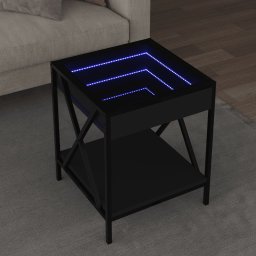 Masuta de cafea cu LED infinity, negru, 40x40x49 cm GartenMobel Dekor
