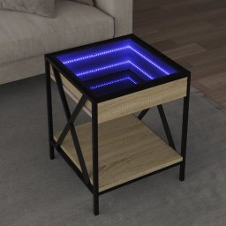 Masuta de cafea cu LED infinity, stejar sonoma, 40x40x49 cm GartenMobel Dekor