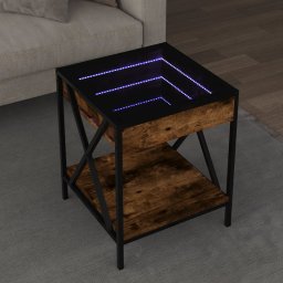 Masuta de cafea cu LED infinity, stejar fumuriu, 40x40x49 cm GartenMobel Dekor