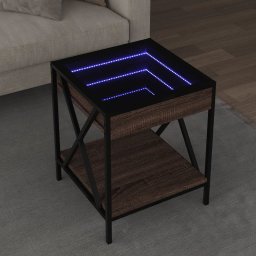 Masuta de cafea cu LED infinity, stejar maro, 40x40x49 cm GartenMobel Dekor