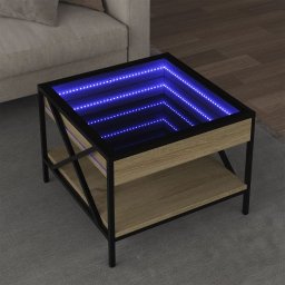 Masuta de cafea cu LED infinity, stejar sonoma, 50x50x38 cm GartenMobel Dekor