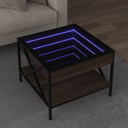 Masuta de cafea cu LED infinity, stejar maro, 50x50x38 cm GartenMobel Dekor