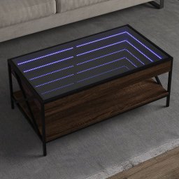 Masuta de cafea cu LED infinity, stejar maro, 90x50x38 cm GartenMobel Dekor