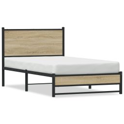 Cadru de pat metalic cu tablie, stejar sonoma, 100x190 cm GartenMobel Dekor