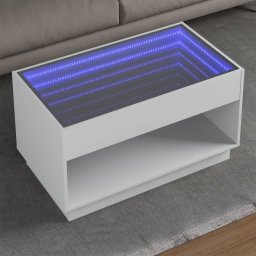 Masuta de cafea cu LED infinity, alb, 90x50x50 cm GartenMobel Dekor