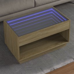 Masuta de cafea cu LED infinity, stejar sonoma, 90x50x50 cm GartenMobel Dekor