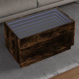 Masuta de cafea cu LED infinity, stejar fumuriu, 90x50x50 cm GartenMobel Dekor
