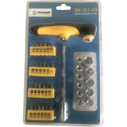 Set Surubelnita + Biti, Fieldmann, 37 piese, Galben/Argintiu