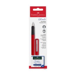 Stilou Faber Castell scolar rosu 149812 cu 6 patroane