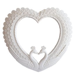 Oglinda Decorativă Elegantă Pufo Love, 40 x 42 cm, Albă - Inimă, Nuntă & Romantism