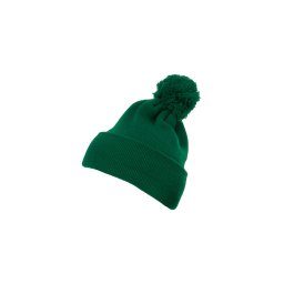 Pom Pom Knit hat with cuff spruce green