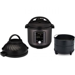 Multicooker 11 in 1 Instant Pot Pro Crisp & Air Fryer 8, doua capace (multicooker 6 functii, airfryer 5 functii), 1500W, Volum 7.6l, Negru
