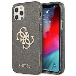 Husa Guess GUHCP12LPCUGL4GBK iPhone 12 Pro Max 6.7" black/black hard case Glitter 4G Big Logo