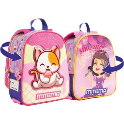 Rucsac Gradinita, Mitama, 2in1 cu 2 Fete, Bretele Reversibile, Spinny - Cat & Sing, 31x25x10cm