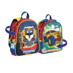 Rucsac Gradinita, Mitama, 2in1 cu 2 Fete, Bretele Reversibile, Spinny - Ninja & Car, 31x25x10cm
