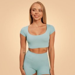 BeastPink Tricou cropped pentru femei Storm Blue L