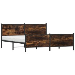 Cadru pat metalic fara saltea, stejar fumuriu, 180x200 cm GartenMobel Dekor