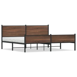 Cadru de pat metalic fara saltea, stejar maro, 200x200 cm GartenMobel Dekor