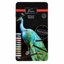Creioane colorate, Nassau Fine Art, 12 culori metalice, in cutie metalica