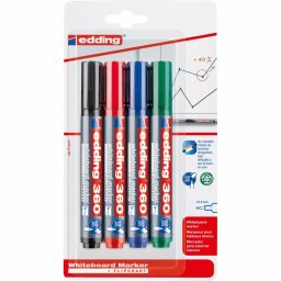 Set 4 markere Edding 360 pentru tabla, varf 1.5-3 mm