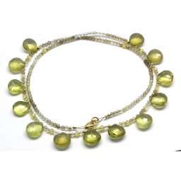 Colier Cuart Lemon cu Cuart Fumuriu Rotund Briolete Fatetate - 10-11 x 10-11 mm - Accesorii Gold Filled