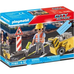 Playmobil City Action PM71185 - Muncitor cu dispozitiv de taiere asfalt (#71185)