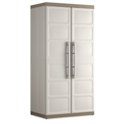 Dulap depozitare garaj, material plastic, Keter, beige, 4 rafturi, 89x54x182 cm, inchidere cu lacat posibila