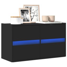 Dulap TV de perete cu lumini LED negru 80x31x45 cm GartenMobel Dekor