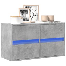 Comoda TV de perete cu lumini LED, gri beton, 80x31x45 cm GartenMobel Dekor