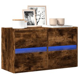 Comoda TV de perete cu lumini LED, stejar fumuriu, 80x31x45 cm GartenMobel Dekor