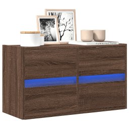 Comoda TV de perete cu lumini LED, stejar maro, 80x31x45 cm GartenMobel Dekor