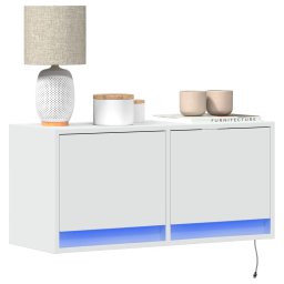 Comoda TV de perete cu lumini LED, alb, 80x31x38 cm GartenMobel Dekor