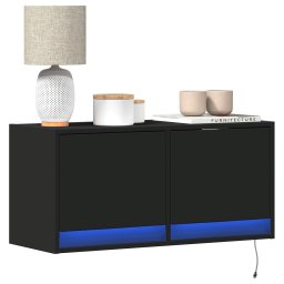 Dulap TV de perete cu lumini LED negru 80x31x38 cm GartenMobel Dekor
