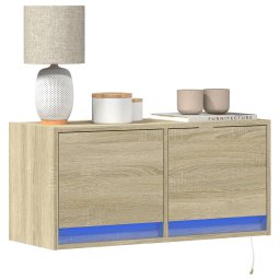 Comoda TV de perete cu lumini LED, stejar sonoma, 80x31x38 cm GartenMobel Dekor