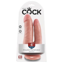 King Cock Double Penetrator - dildo dublu realist - silicon natur