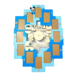 Rama personalizata Baietel, cu 12 cadre si ceas, Primul an - FEIS408001
