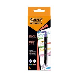 Textmarker 2 capete, Bic Intensity Dual Tip, 6 culori/cutie