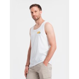 Ombre Summer Vibe printed men's cotton tank top - white
