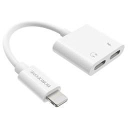 Adaptor audio Borofone Lightning la Dual Lightning, incarcare si audio simultan, culoare alb