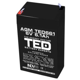 Acumulator 6V Stationar VRLA, Dimensiuni 70 x 48 x 101 mm, Baterie 6V 6.1Ah