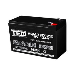 Acumulator 12V Stationar VRLA, Dimensiuni 151 x 65 x 95 mm, Baterie 12V 10Ah F2, TED002730
