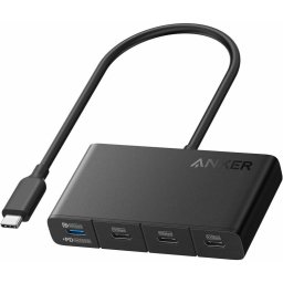 Hub USB-C 4-in-1, 4x USB-C, 10Gbps, 100W Max PD-in, Negru