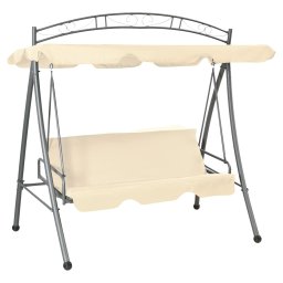 Balansoar de exterior extensibil cu copertina, alb nisipiu GartenMobel Dekor