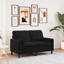 Canapea cu 2 locuri cu pernute, negru, 120 cm, catifea GartenMobel Dekor
