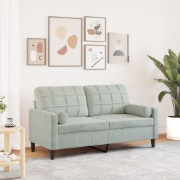 Canapea cu 2 locuri cu pernute, gri deschis, 140 cm, catifea GartenMobel Dekor