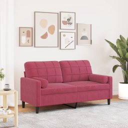 Canapea cu 2 locuri cu pernute, rosu vin, 140 cm, catifea GartenMobel Dekor